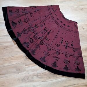 🔹️Msk Evening Wine & Black Velvet Print Skirt Medium